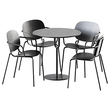 Modern Minimalist Set: Piper Pedestal Table & Si-Si 2 Chair 3D model image 1 