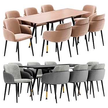 Modern Freeman Dining Set: Chair & Table 3D model image 1 