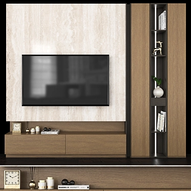 Sleek TV Wall Set with 65" Screen 3D model image 1 