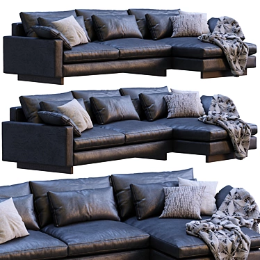 Elegant Harmony Leather Sofa 3D model image 1 