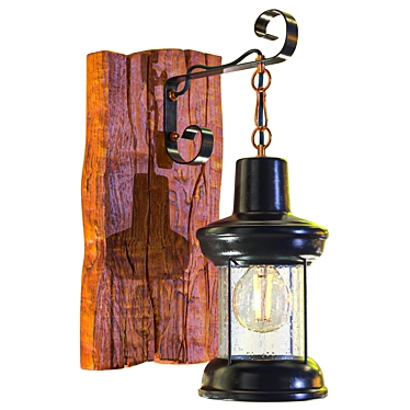 Vintage Black Metal Lantern Sconce 3D model image 1 