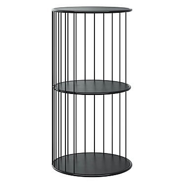 Elegant Black Metal & Glass Side Table 3D model image 1 