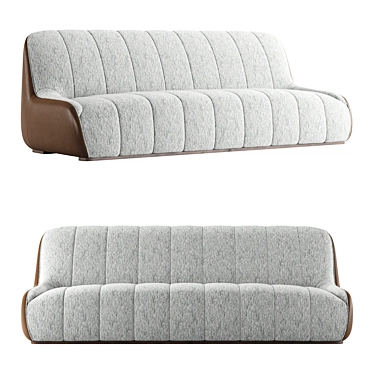 Sleek Armless Three Seater Sofa 3D model image 1 