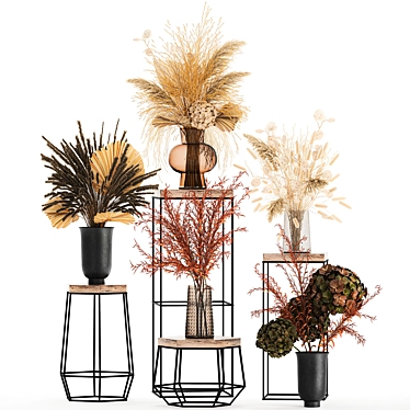 Dried Autumn Bouquet: Stabilized Florals & Pampas Grass 3D model image 1 