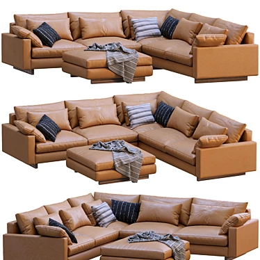 Elegant Harmony Leather Sofa 3D model image 1 