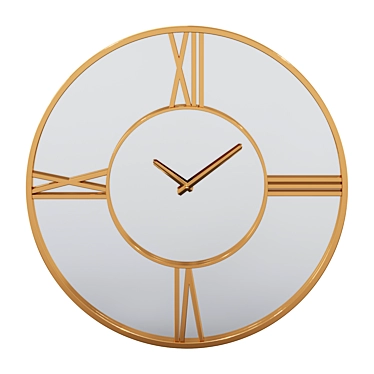 Gold Mirror Roman Numeral Wall Clock 3D model image 1 