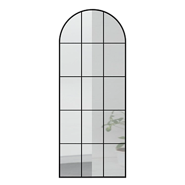 Oscar Window Mirror: Black Metal Wall Decor 3D model image 1 