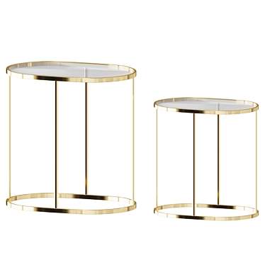 Elegant Glass & Gold Side Tables 3D model image 1 