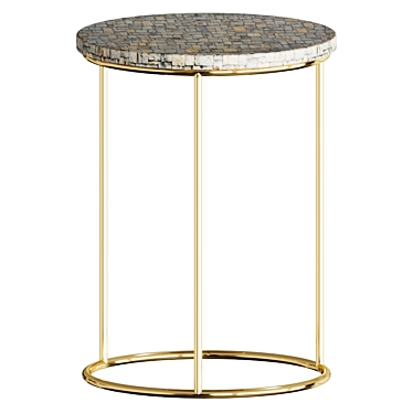 Golden Metal Stone Top Side Table 3D model image 1 