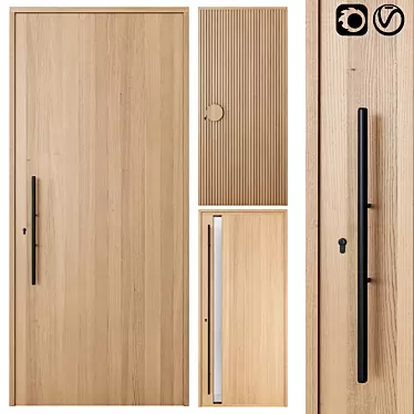 Solid Oak Entry Doors: Variety Pack 3D model image 1 