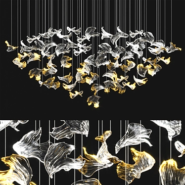 Ginkgo Leaf Glass Chandelier 3D model image 1 