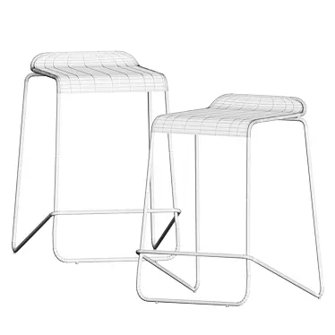 Ready Stacking Barstool: Stylish, Space-saving Seating Solution 3D model image 1 