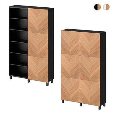BESTÅ HEDEVIKEN Shelf & Cabinet - Black/Brown & White 3D model image 1 