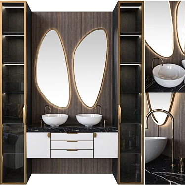 Elegant Bathroom Set: Sink, Mirror & Furniture 3D model image 1 