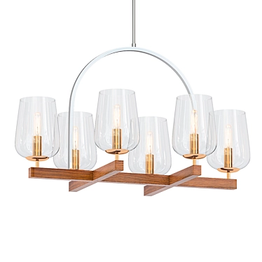 Koa Wood & Pewter Chandelier 3D model image 1 