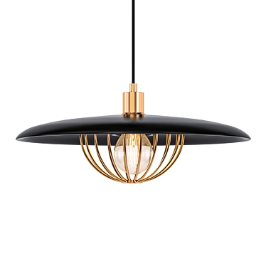 Sleek Black Pendant Light 3D model image 1 