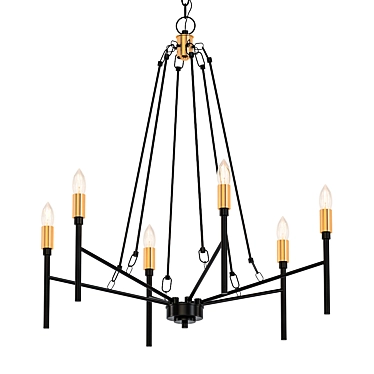 Elegant Black and Gold Chandelier 3D model image 1 