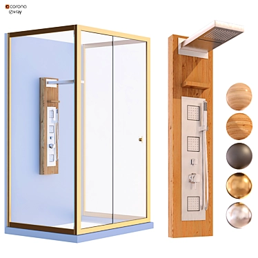 Elegant Shower Cabin Set 3D model image 1 