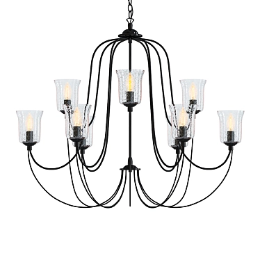 Modern Bowman 9-Light Chandelier 3D model image 1 