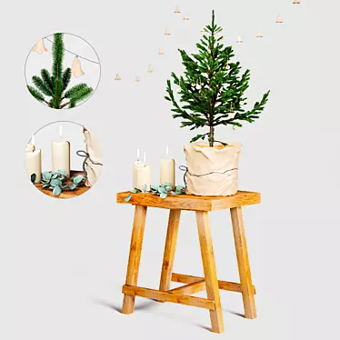 Festive set with Christmas tree