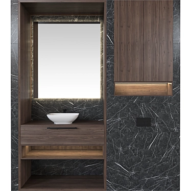 Modern Bathroom Set: Sink, Mirror, Furniture 3D model image 1 