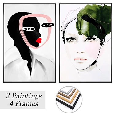 Elegant Art Set: Paintings & Frames 3D model image 1 