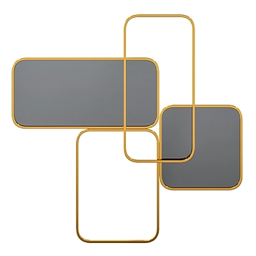 Golden Metal Mirror Wall Decor 3D model image 1 