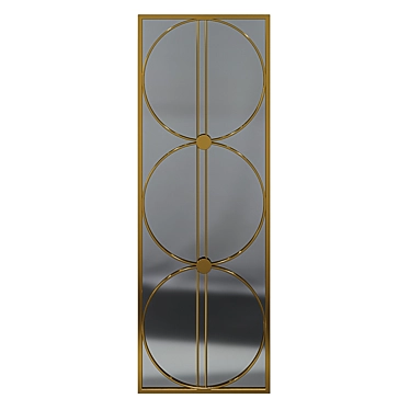 Golden Metal Mirror: Elegant Wall Decor 3D model image 1 