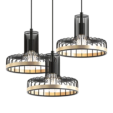 Eva 3-Light Linear Pendant 3D model image 1 