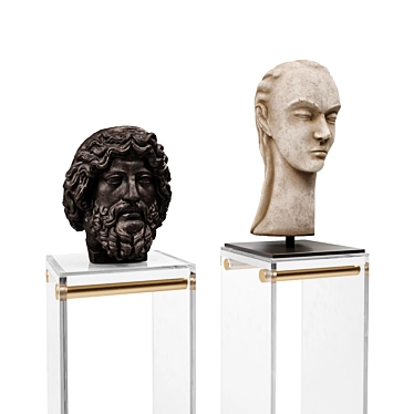 Sculpted Heads Pedestal Stand 3D model image 1 