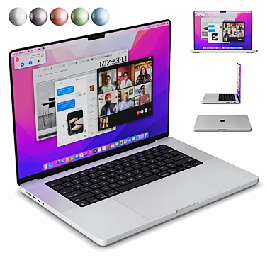 Sleek MacBook Pro in 5 Vibrant Colors 3D model image 1 