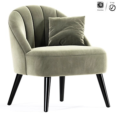 Elegant Banarp Channel Armchair 3D model image 1 