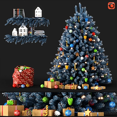 Frosty Blue Christmas Tree 3D model image 1 