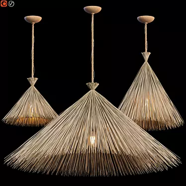 Rustic Branch Ceiling Lamp 3D model image 1 