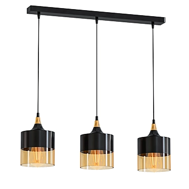 Elegant 3-Light Linear Pendant 3D model image 1 