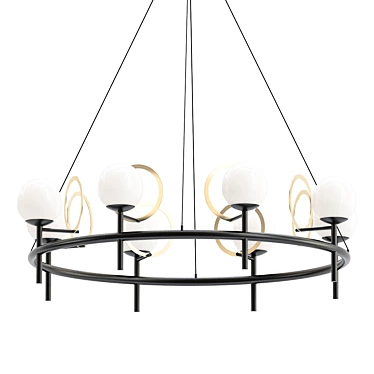 Fusion: Matte Black & Brass Chandelier 3D model image 1 