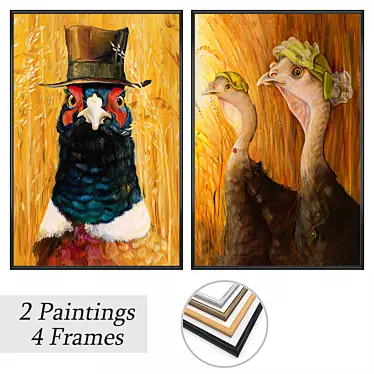 Artistic Masterpieces Set: 2 Paintings with 4 Frame Options 3D model image 1 
