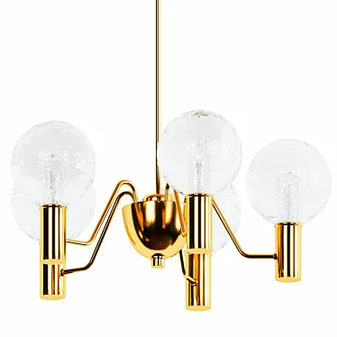 Elegant Brass & Glass Ceiling Lamp 3D model image 1 