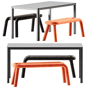 Sleek Dining Set: La Table by Arrmet & Bench Bold by Moustache 3D model image 1 