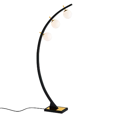 Title: Rialto Warm Gold 3-Light Arc Floor Lamp 3D model image 1 