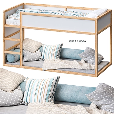 KURA Double Bed: Versatile and Stylish. 3D model image 1 