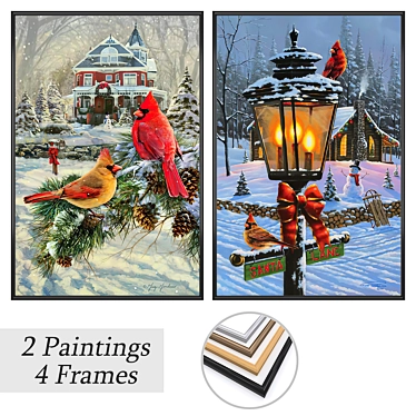 Elegant Wall Art Set with Multiple Frame Options 3D model image 1 