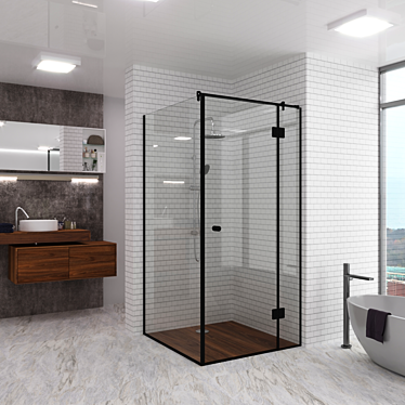 Sleek Loft Glass Shower Cabin 3D model image 1 