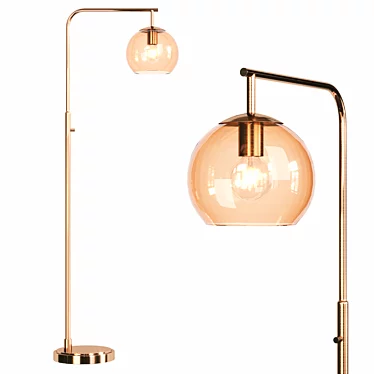 Rivet Hudson Brass Mid-Century Floor Lamp 3D model image 1 