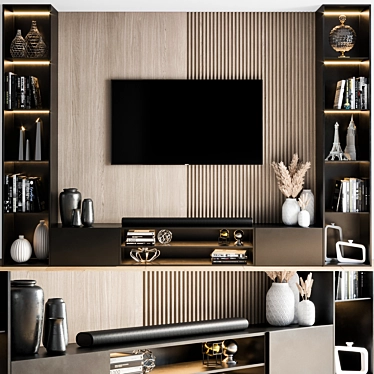 SleekTV Wall Unit-380cm | Stylish & Space-Saving 3D model image 1 