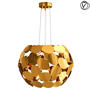 Brass Plate Ball Chandelier 3D model image 1 