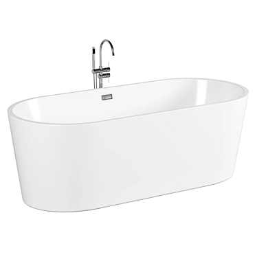 Sleek Oval Acrylic Bathtub 3D model image 1 