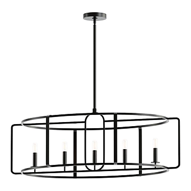 Santina 5-Light Linear Suspension: Elegant Illumination 3D model image 1 