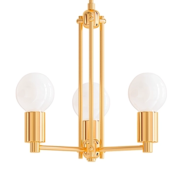 Elegant Brass Art Deco Chandelier 3D model image 1 