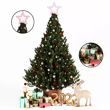 Festive Green Christmas Tree | 200Cm Height 3D model image 1 